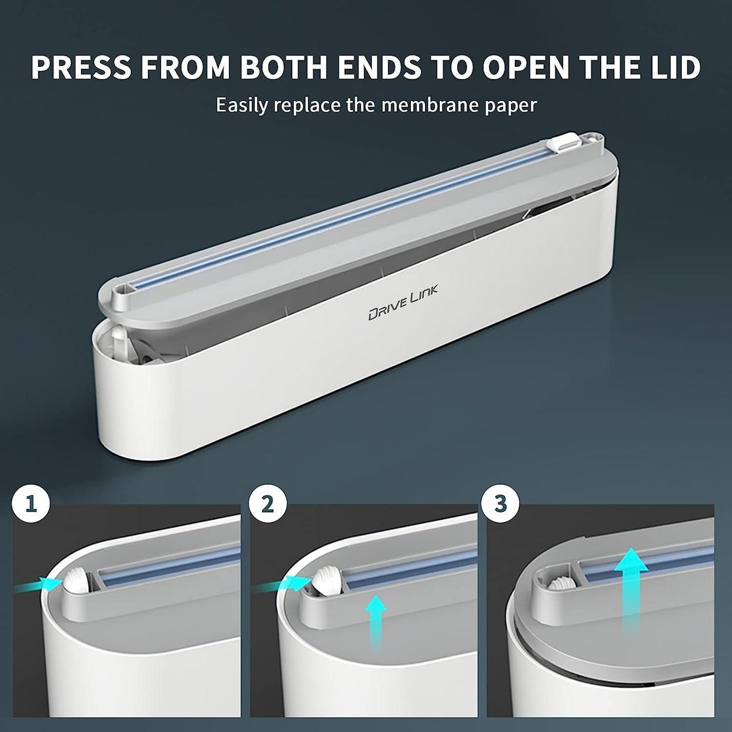 Magnetic Food Wrap Foil Portable Plastic Wrap Dispenser with Sliding Cutter